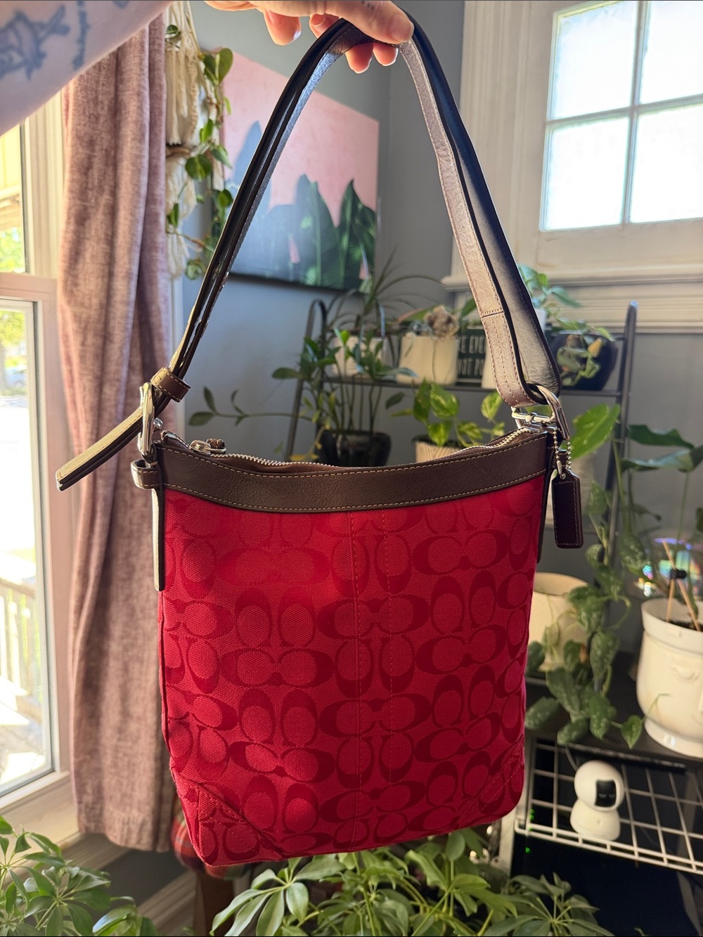 COACH Red Signature C Convertible Duffle Bag